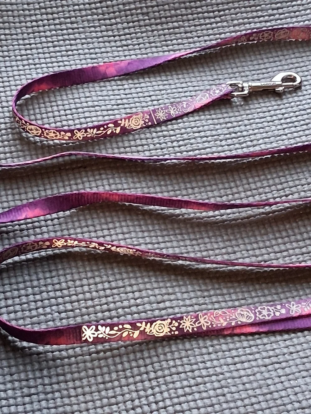 Purple Floral Reflecting Dog Leash with  Accents.